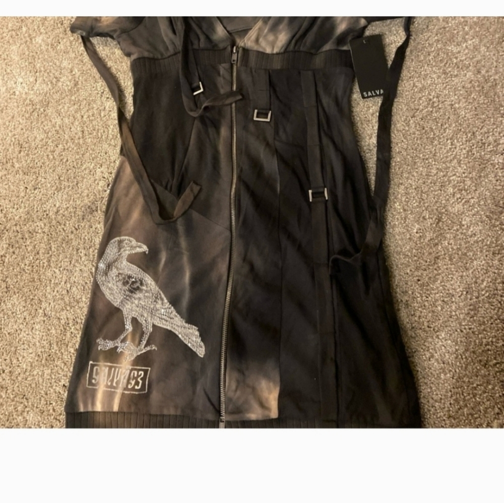 ISO Grey and Black Salvage Zipper Dress